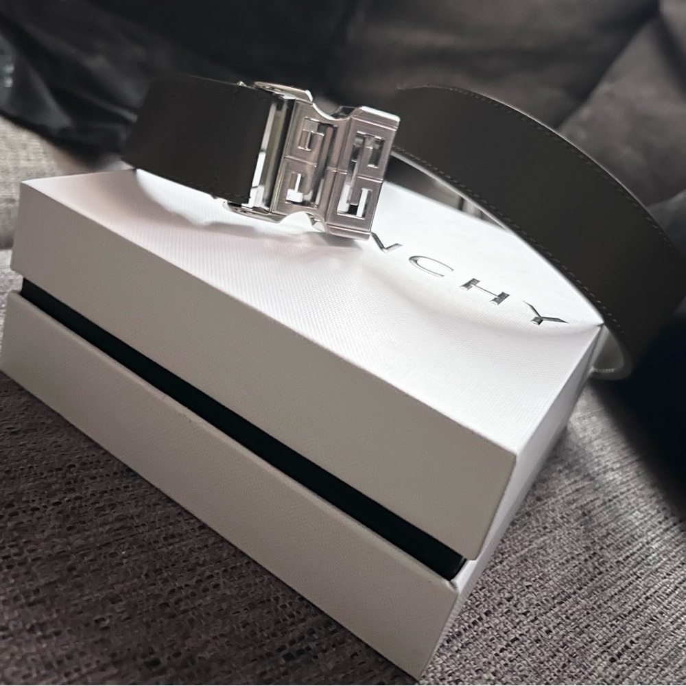 Authentic Dark Khaki Givenchy 4G release Buckle Belt